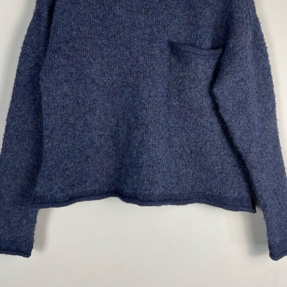 ANA Heathered Blue‎ Boxy Fit Cropped Sweater Size L NEW Crewneck Long Sleeves - Picture 3 of 10
